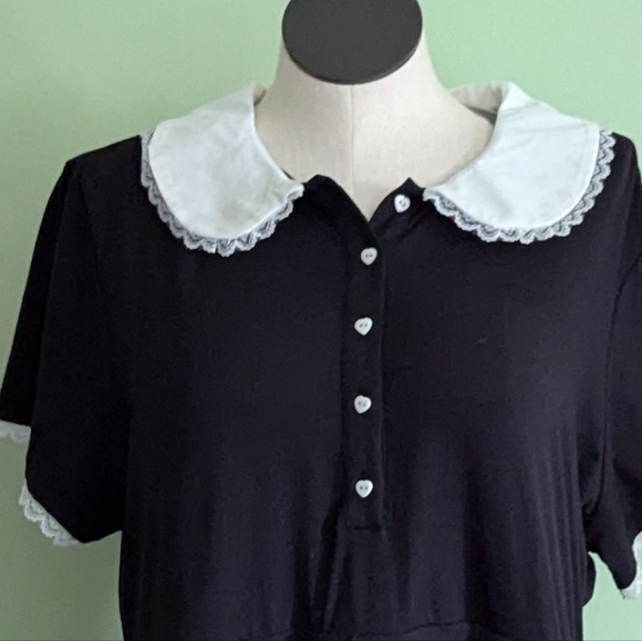 Lace Collar Black Dress - Picture 4 of 7